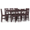 Maison Madeleine -  9 Piece Dining Set Pinewood Dark Brown